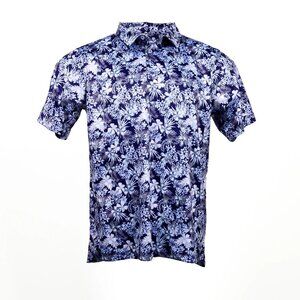 NWT Elliott Golf Men's Polo Shirt Sz LG Makai Gray Blue Floral Athleisure Summer
